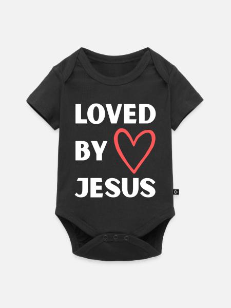 Loved by Jesus - Christliches Design - Baby Premium Kurzarmbody - Schwarz