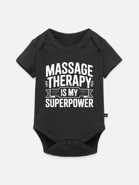 Massagetherapie ist meine Superkraft - Baby Premium Kurzarmbody - Schwarz