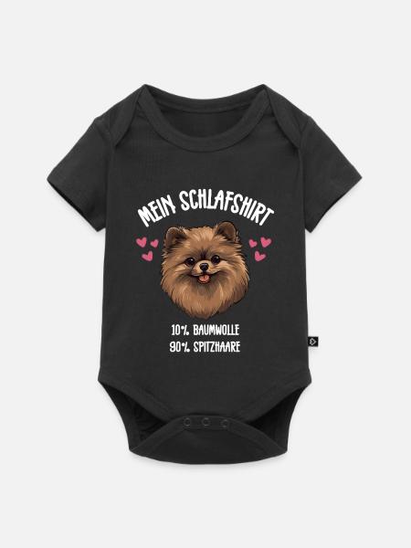Schlafshirt Spitz Haare - Baby Premium Kurzarmbody - Schwarz
