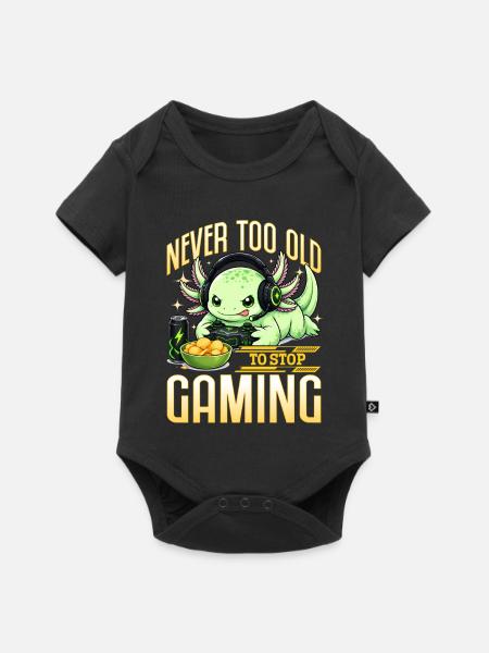 Funny Axolotl Gamer Gaming - Baby Premium Kurzarmbody - Schwarz