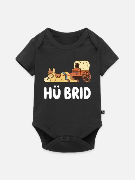 Hü-Brid Lustiges Hybrid Pferd Wortspiel - Baby Premium Kurzarmbody - Schwarz