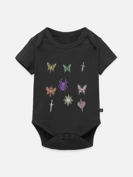 Pastellfalter Muster Kollektion - Baby Premium Kurzarmbody - Schwarz