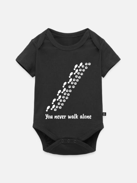 You Never Walk Alone Pfotenabdrücke - Baby Premium Kurzarmbody - Schwarz