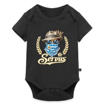 Servus Bayern Edelweiss - Baby Premium Kurzarmbody - Schwarz - Vorne