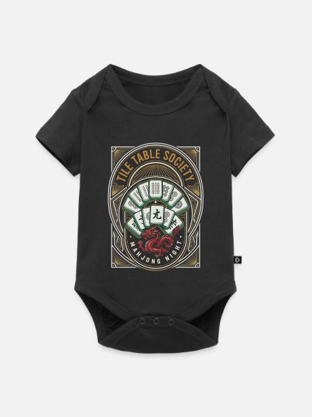 Mahjong Drache im Art Deco Stil - Baby Premium Kurzarmbody - Schwarz
