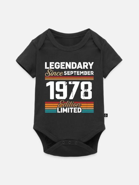 September 1978 Jahrgang September 1978 - Baby Premium Kurzarmbody - Schwarz