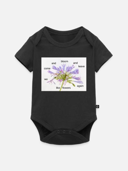 Zyklus der Blüte – Blumenpoem - Baby Premium Kurzarmbody - Schwarz