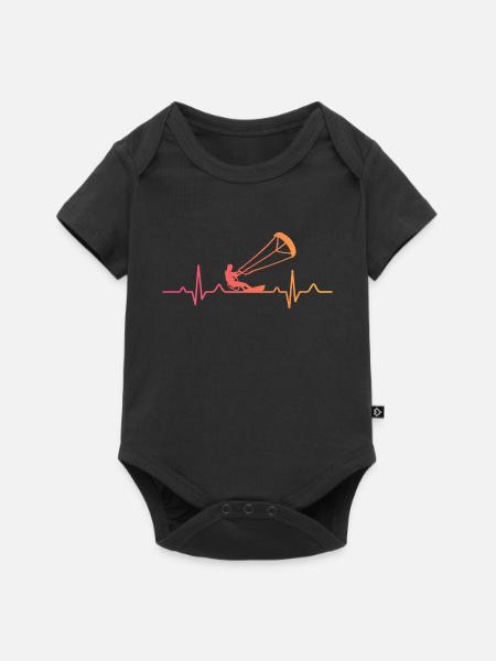 Kitesurfen Heartbeat Kiteboard Surf - Baby Premium Kurzarmbody - Schwarz