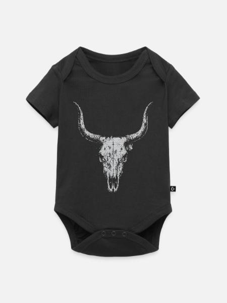 Longhorn-Schädel-Silhouette - Baby Premium Kurzarmbody - Schwarz