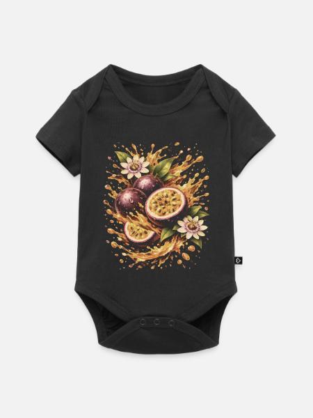 Passionsfrucht Exotische Maracudja Spritzkunst - Baby Premium Kurzarmbody - Schwarz