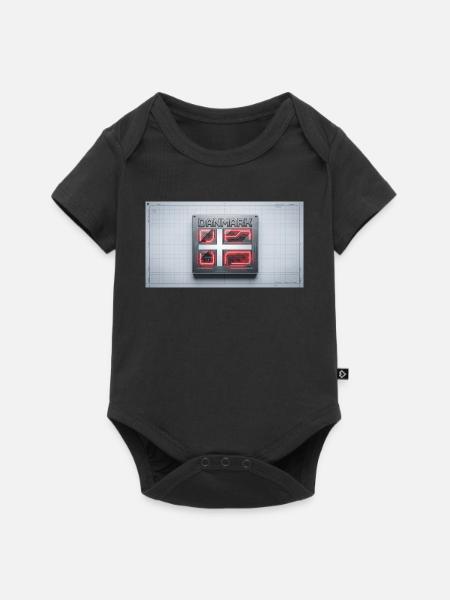 Danmark Neon Quad Panel - Baby Premium Kurzarmbody - Schwarz