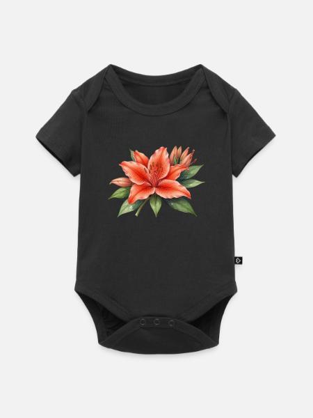 Blume Blüte rot Geschenk - Baby Premium Kurzarmbody - Schwarz