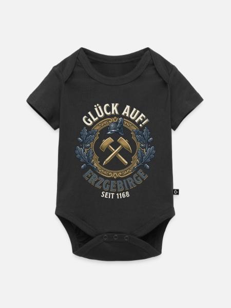 Glück Auf Erzgebirge Bergbau Bergmann Vintage - Baby Premium Kurzarmbody - Schwarz
