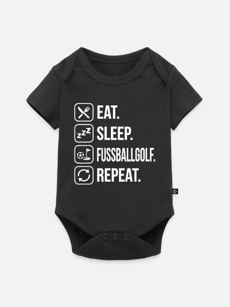 Eat Sleep Fußballgolf Repeat - Baby Premium Kurzarmbody - Schwarz