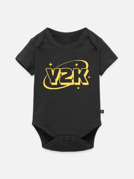 Y2K Retro Glanz Grafik - Baby Premium Kurzarmbody - Schwarz