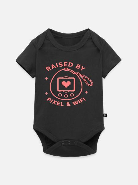 Aufgewachsen mit Pixel & Wifi - Baby Premium Kurzarmbody - Schwarz