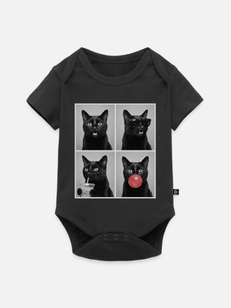 Katzen schwarze Katze - Baby Premium Kurzarmbody - Schwarz