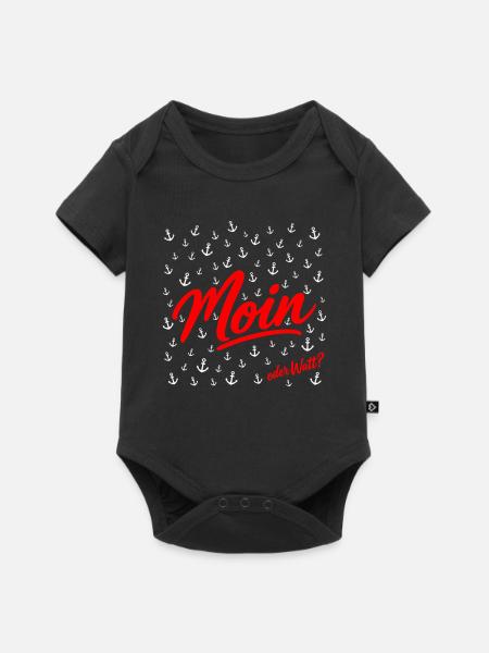 Moin Schriftzug Rot Script - Baby Premium Kurzarmbody - Schwarz