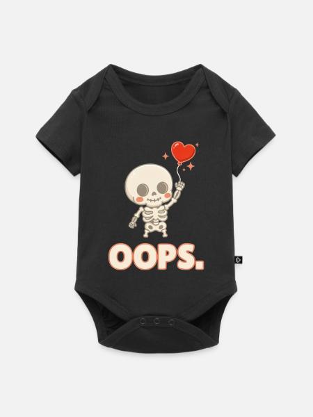 Herzballon-Skelett OOPS - Baby Premium Kurzarmbody - Schwarz