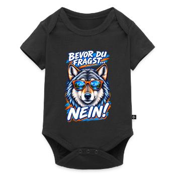 Loup à lunettes cool - Bevor du fragst... NEIN! - Baby Premium Kurzarmbody - Schwarz - Vorne
