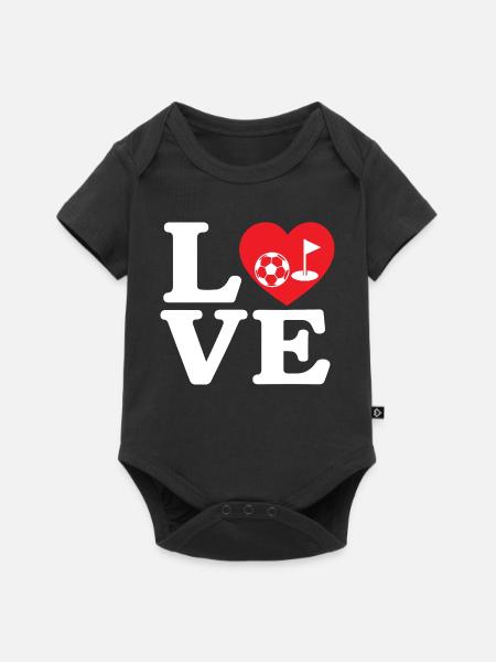 Fußballgolf Liebe Footgolf Herz - Baby Premium Kurzarmbody - Schwarz