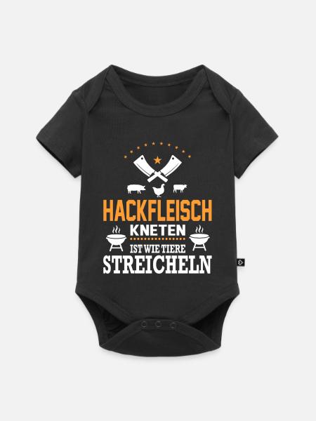 Hackfleisch kneten Tiere streicheln Grillsprüche - Baby Premium Kurzarmbody - Schwarz