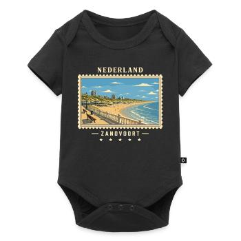 Nederland Zandvoort Vintage Reisemarke - Baby Premium Kurzarmbody - Schwarz - Vorne