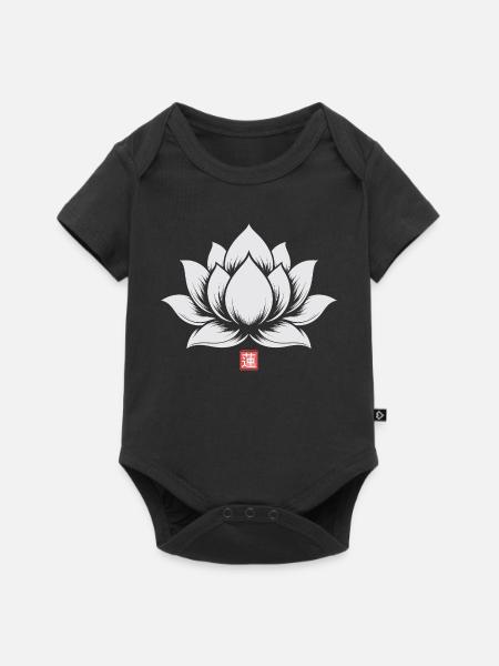 Lotus Flower Japanese - Baby Premium Kurzarmbody - Schwarz