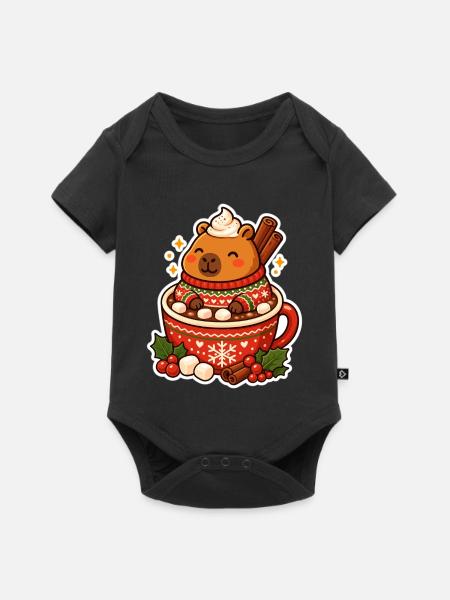 Capybara Weihnachten cozy Motiv - Baby Premium Kurzarmbody - Schwarz