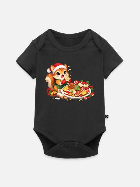 Niedliches Eichhörnchen Mit - Baby Premium Kurzarmbody - Schwarz