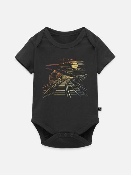 Eisenbahn Retro Stil - Baby Premium Kurzarmbody - Schwarz