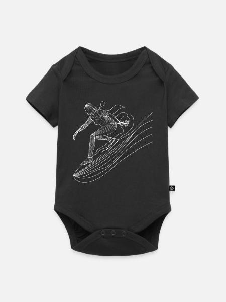 Surfen Mädchen Skizze - Baby Premium Kurzarmbody - Schwarz