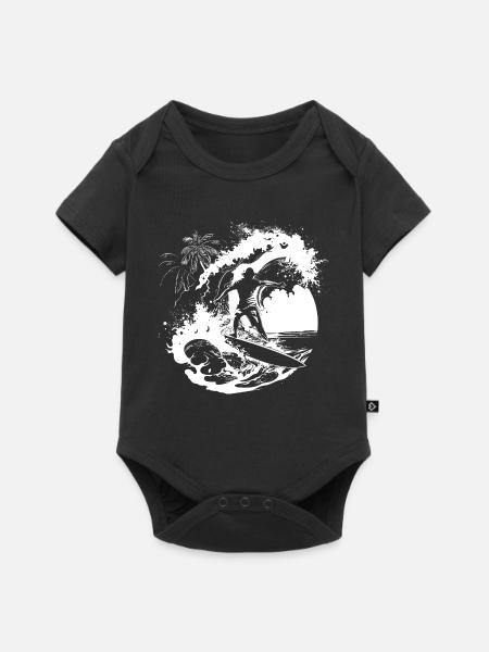 Surfer Zeichnung - Baby Premium Kurzarmbody - Schwarz