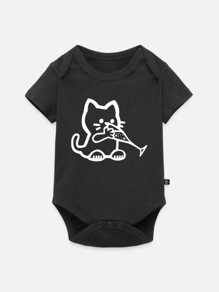 Thirsty Kitten (Weiß) - Baby Premium Kurzarmbody - Schwarz