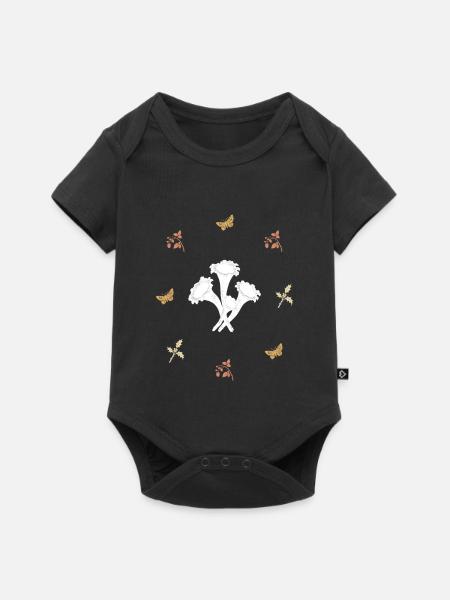 Pilze & Schmetterling - Dark Botanical - Baby Premium Kurzarmbody - Schwarz