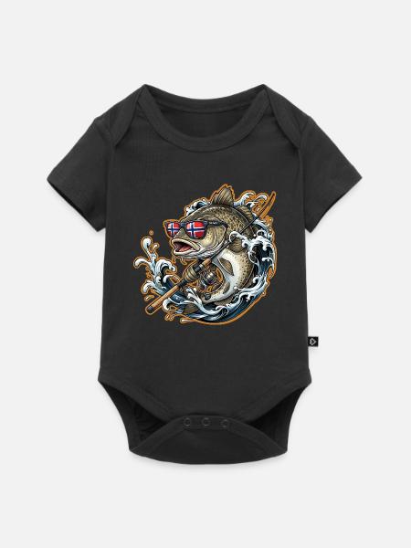 Norwegen Angeln - Baby Premium Kurzarmbody - Schwarz
