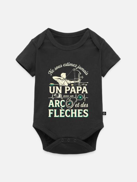 Papa Bogenschütze Leidenschaft - Baby Premium Kurzarmbody - Schwarz
