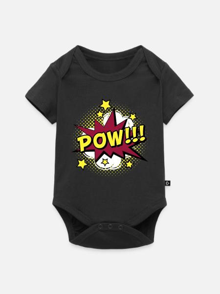 Comic POW Knall Cartoon Superheld - Baby Premium Kurzarmbody - Schwarz