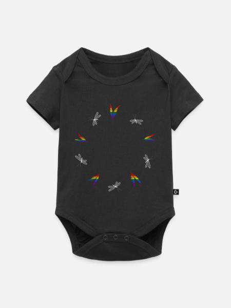 Farn & Libelle - Dark Botanical LGBTQ - Baby Premium Kurzarmbody - Schwarz