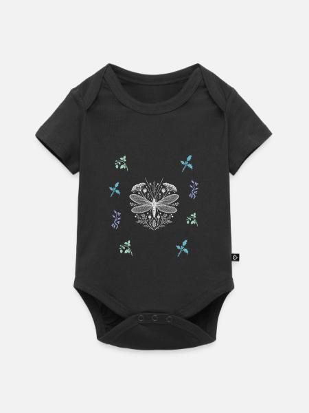 Libelle & Beerenzweig - Dark Botanical - Baby Premium Kurzarmbody - Schwarz