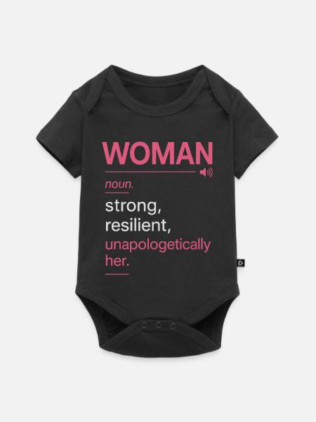 Definition: Frau: Stark, widerstandsfähig - Baby Premium Kurzarmbody - Schwarz