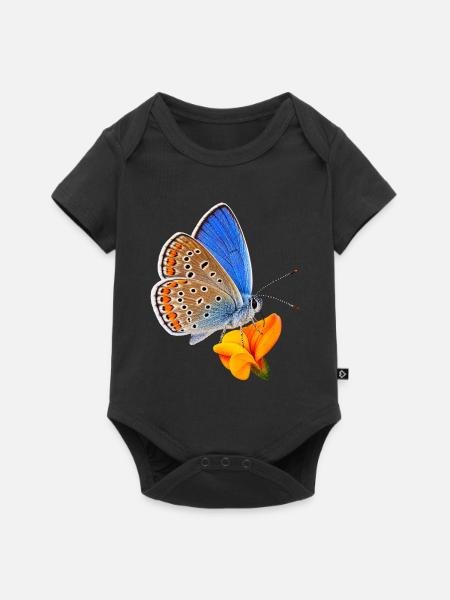 Schmetterling Geissklee bläuling - Baby Premium Kurzarmbody - Schwarz