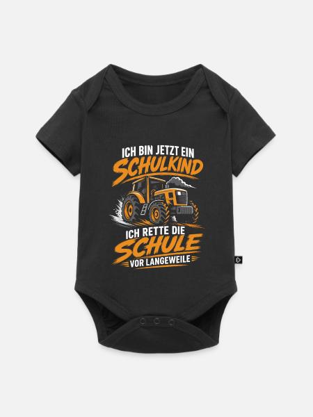 Ich bin jetzt Schulkind Traktor - Baby Premium Kurzarmbody - Schwarz