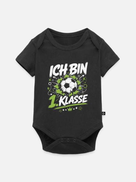 Erstklässler Fußball Einschulung Stolz - Baby Premium Kurzarmbody - Schwarz