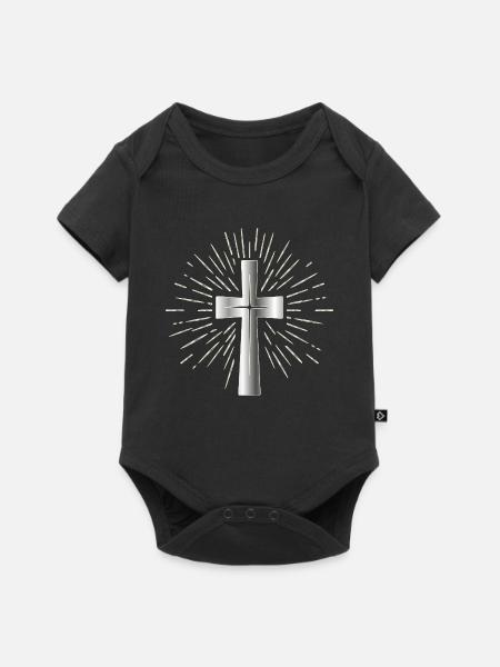 Christlicher Glaube, Symbol Kreuz - Baby Premium Kurzarmbody - Schwarz