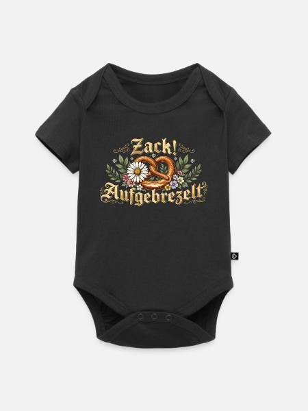 Zack! Blumen-Pretzel Design - Baby Premium Kurzarmbody - Schwarz