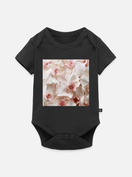 Trendige, rosa-weiße Orchidee - Baby Premium Kurzarmbody - Schwarz