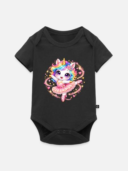 Unicorn_ballerina - Baby Premium Kurzarmbody - Schwarz