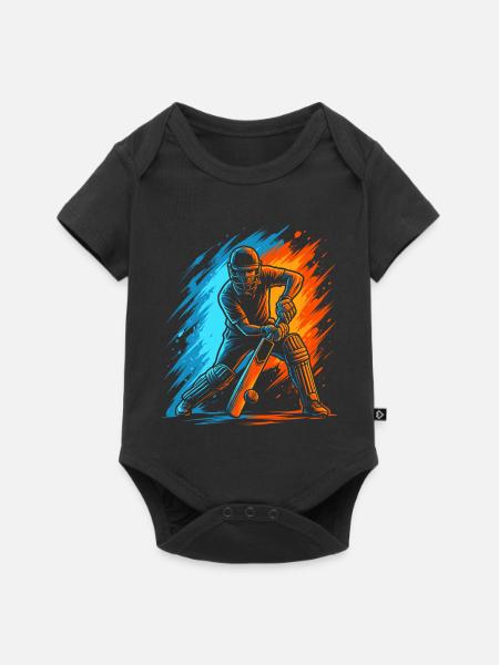 Cricket Herren Kinder Cricketspieler - Baby Premium Kurzarmbody - Schwarz