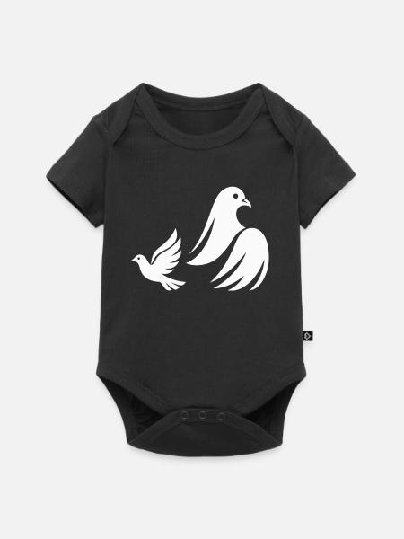Zwei Friedenstauben im Flug - Baby Premium Kurzarmbody - Schwarz